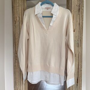 Skies Are Blue Ivory V-Neck Pullover Sweater